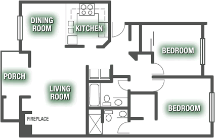 Apartments - Two Bed 2 Bath Apartment Plan E